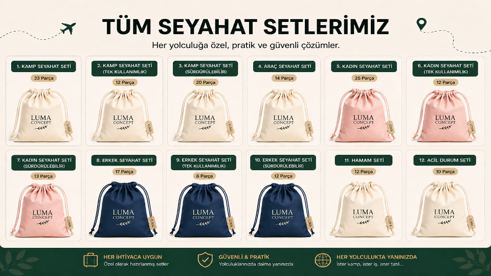 Seyahat Setleri - Pratik ve Hijyenik Yolculuk Ürünleri | Luma Concept