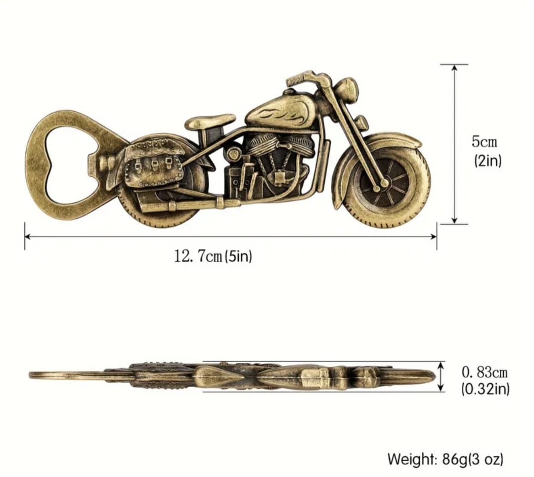Retro Motosiklet Tasarımlı Metal Şişe Açacağı – Erkeklere Özel Dekoratif ve Fonksiyonel Hediye