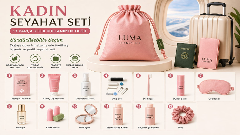 Luma Concept Kadın Seyahat Seti – Sürdürülebilir 13 Parça