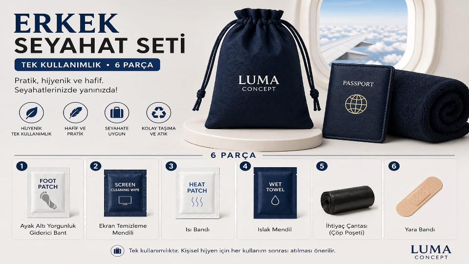 Erkek Seyahat Seti – Tek Kullanımlık 6 Parça