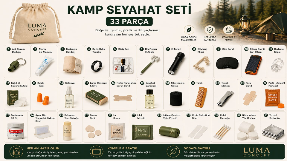 Luma Concept Kamp Seti – Kamp İçin İhtiyacın Olan Her Şey Tek Kese