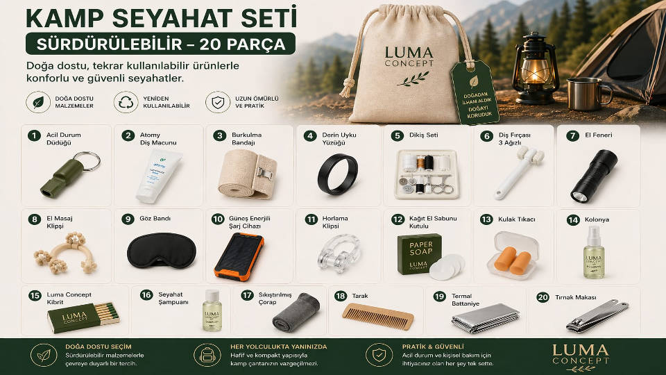 Kamp Seyahat Seti – Sürdürülebilir 20 Parça