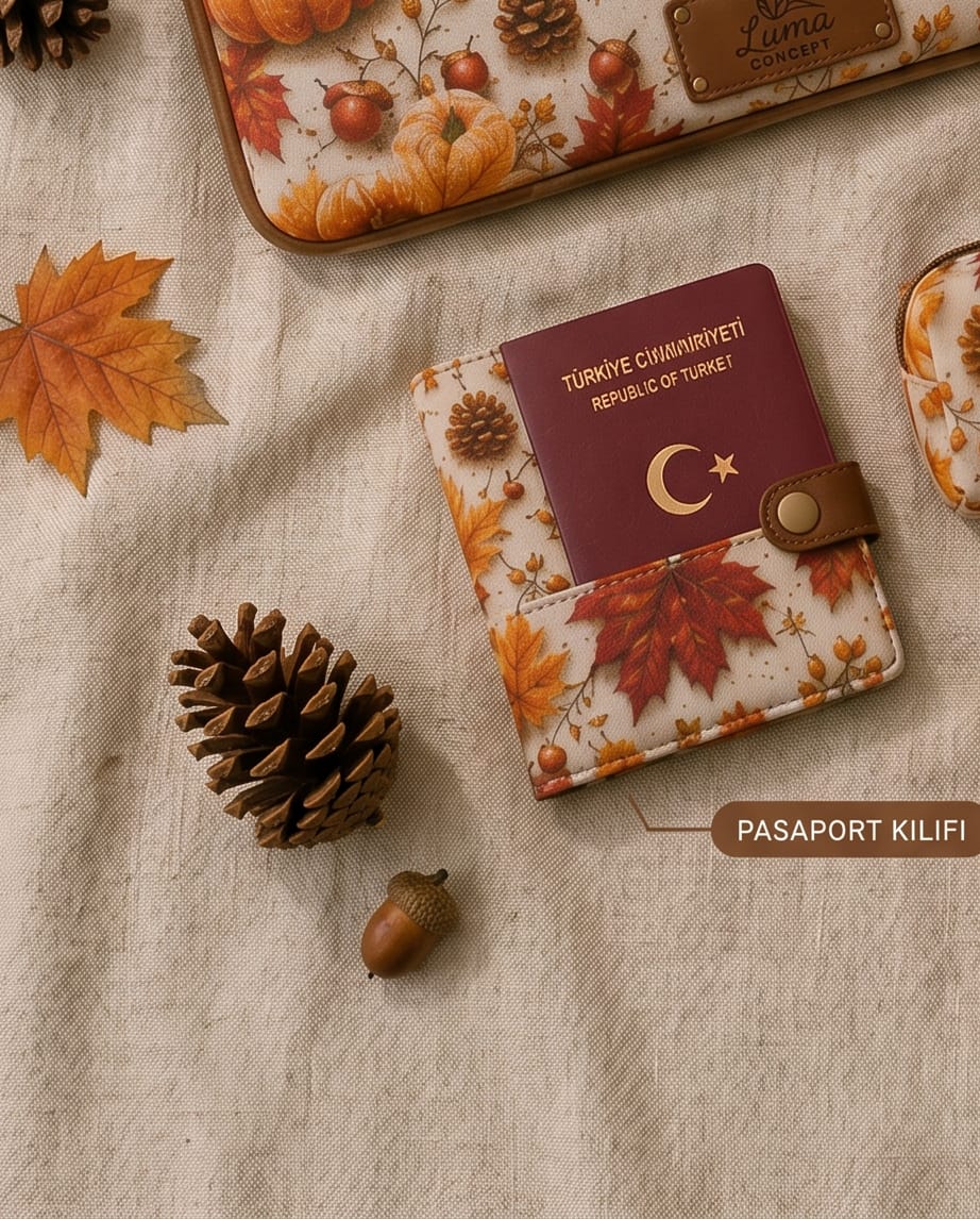 Sonbahar Serisi 4'lü Set – Tablet Çantası, Makyaj Çantası, Kalemlik & Pasaport Kılıfı