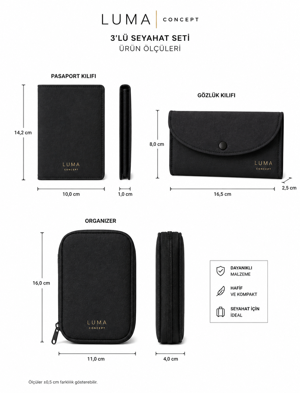 LUMA Concept 3'lü Seyahat Düzenleyici Set