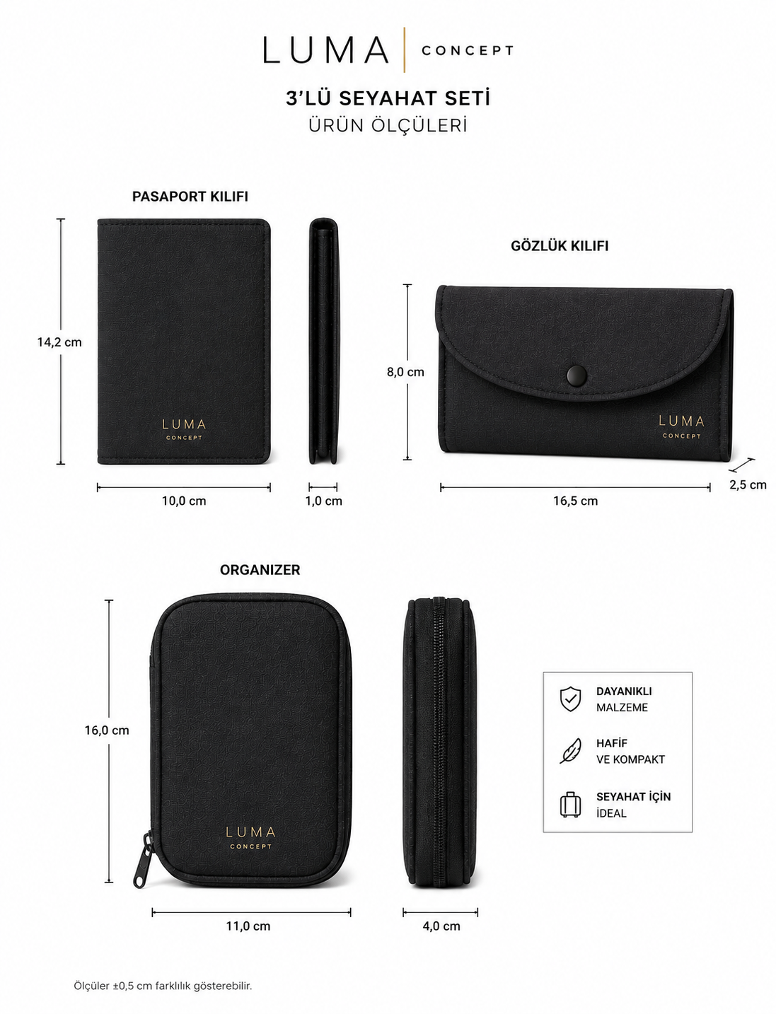 LUMA Concept 3'lü Seyahat Düzenleyici Set