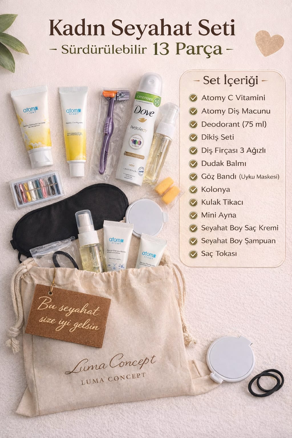 Luma Concept Kadın Seyahat Seti – Sürdürülebilir 13 Parça